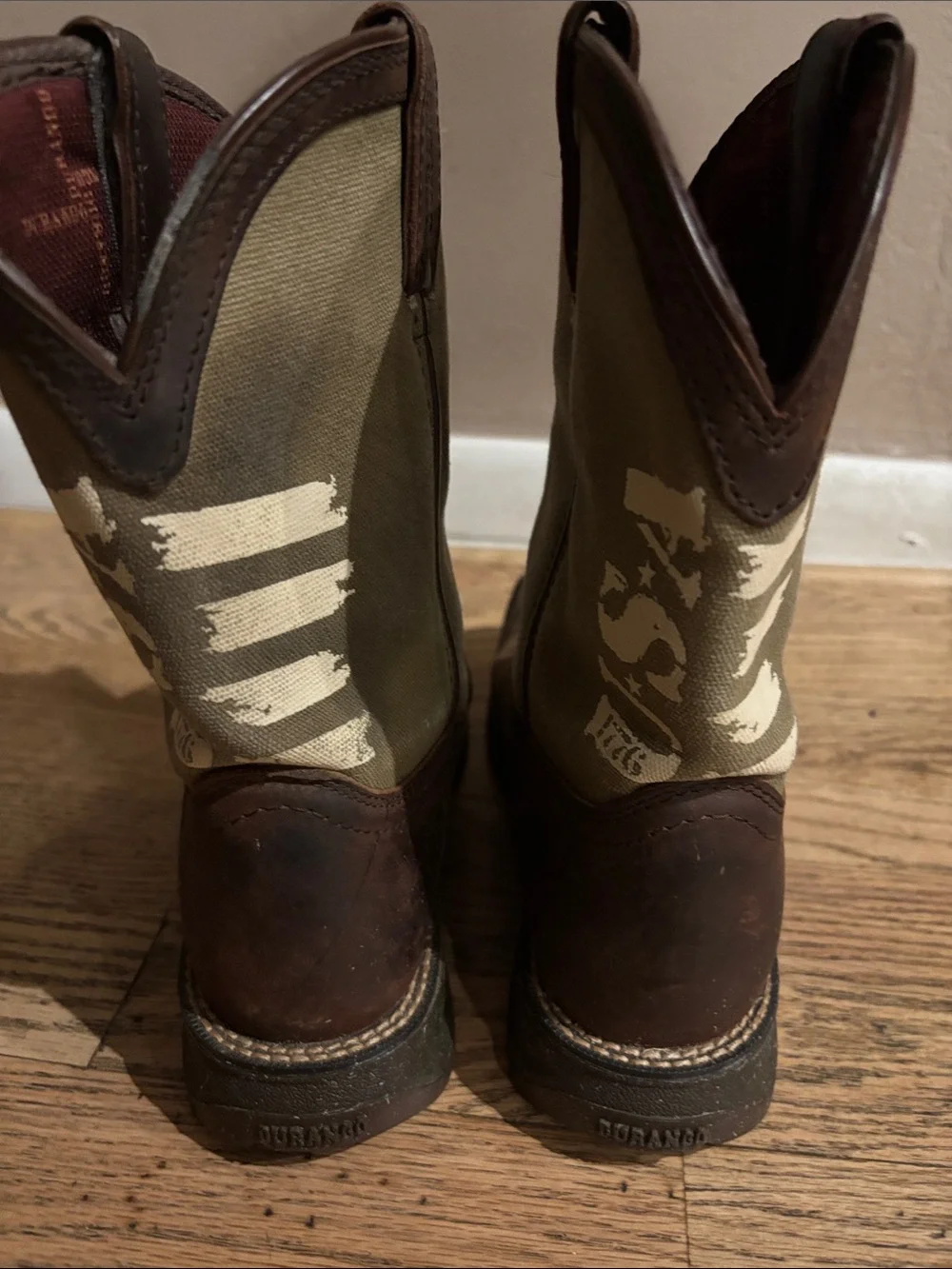 Durango Lil’ Rebel Kids’ Brown Leather Boots w/USA Canvas Shaft, Sz 5